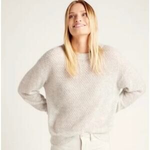 Quince Baby Alpaca Wool Sweater M Gray Diamond Stitch Quiet Luxury Crewneck